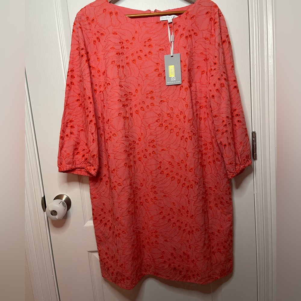 Preston & York Vibrant Coral Long Sleeve Dress